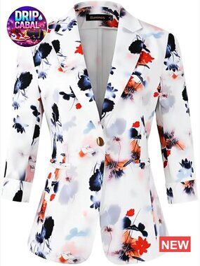 Lightweight 3/4 Sleeve Blazer Jacket Polyester Blend Slim Fit